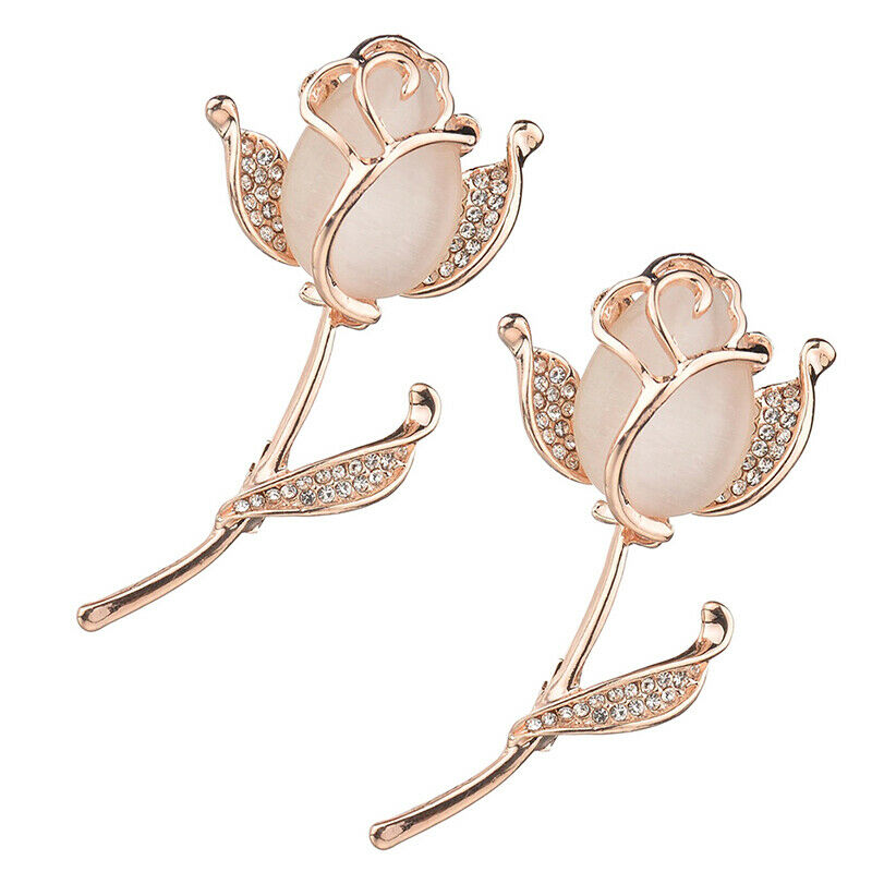 Rose Flower Brooches for Women Tulip Fashion Pin Elegant Rhinestone Broo.l8