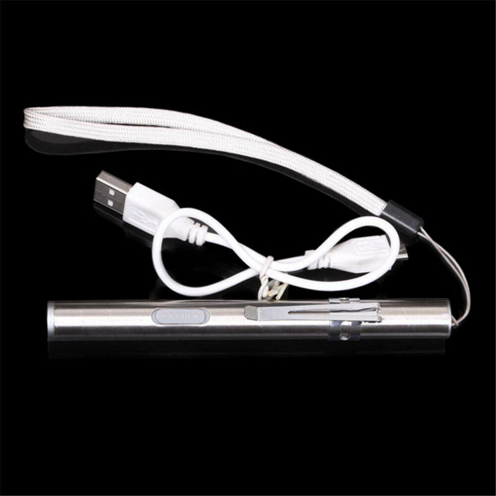 50 Lumens Portable Super Bright Led USB Rechargeable Pen Pocket Torch Lamp-UK