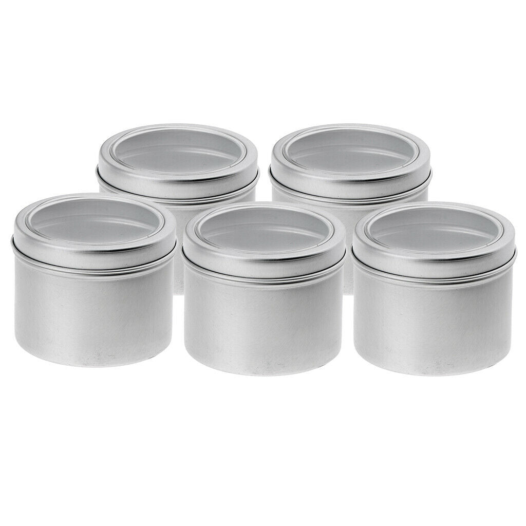 5 Pieces Cosmetic Aluminum Tin Pot for Lip Balm Candles Containers Screw Lid