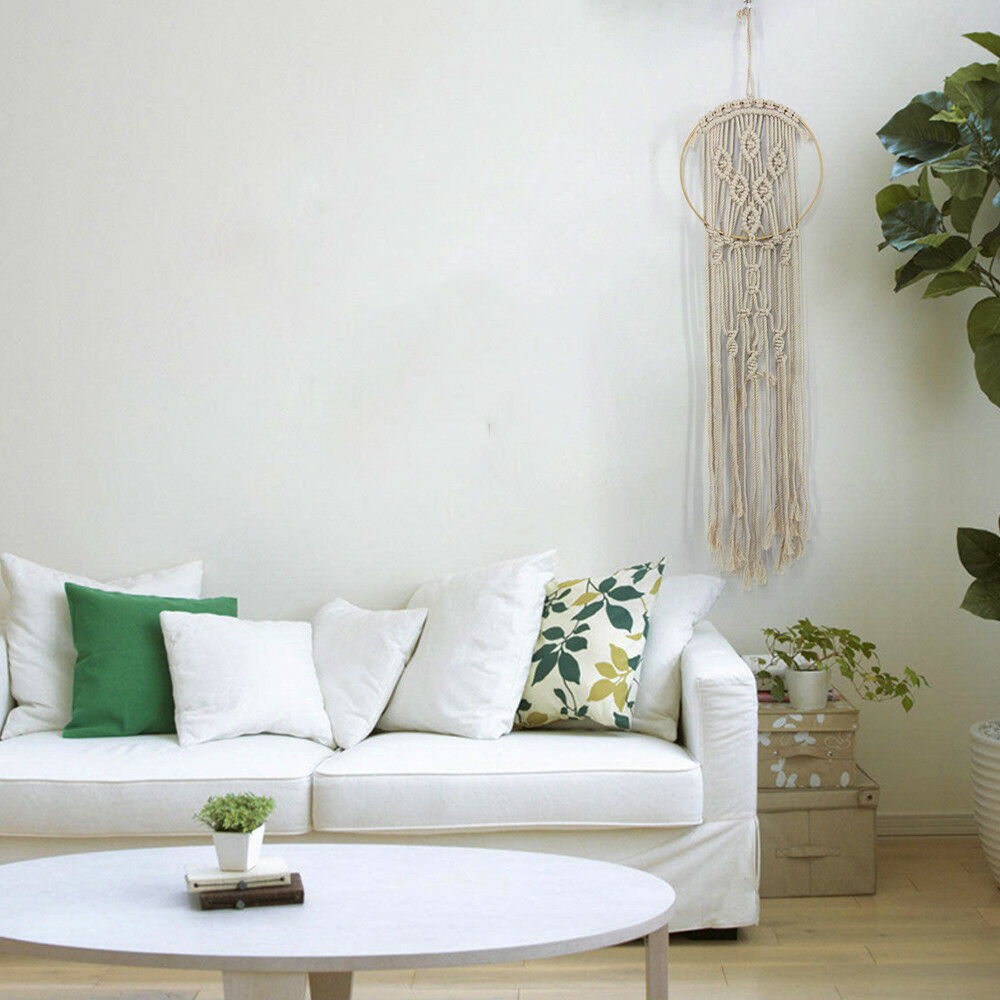 Natural Cotton Handmade Macrame Tassel Wall Hanging Hand Knitted Woven Tapestry
