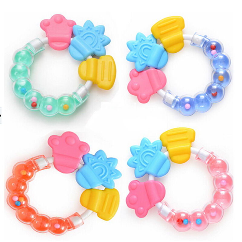 Healthy Baby Kids Rattles Biting Teething Teether Balls Toys Circle Rin.l8