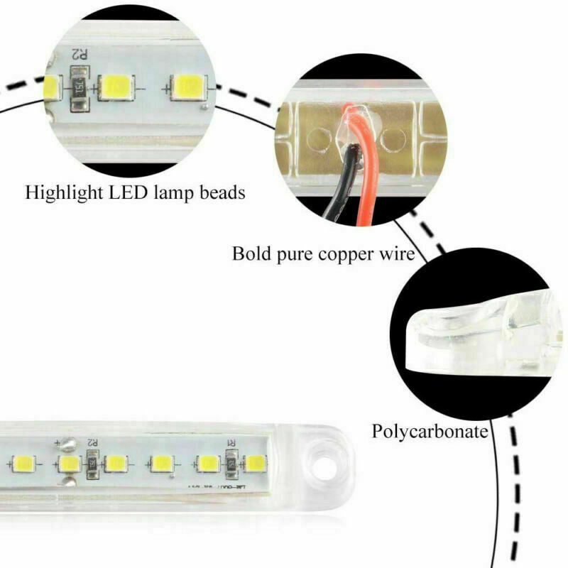 20X White 9 LED Sealed Side Marker Clearance Light Truck Trailer Lorry Bus 24V