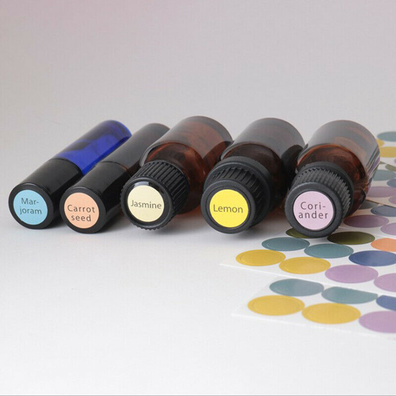 192pcs/sheet Pre-Printed Essential Oil Bottles Cap Lid Labels Round Circl.l8