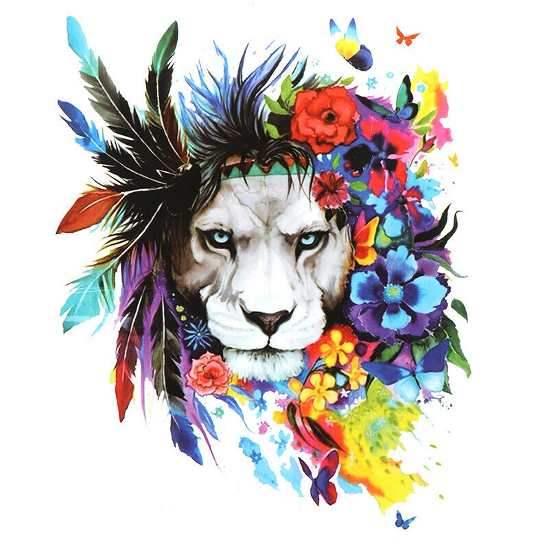feather lion Patches Heat Transfer Iron On Patch Washable Clothes SticY1