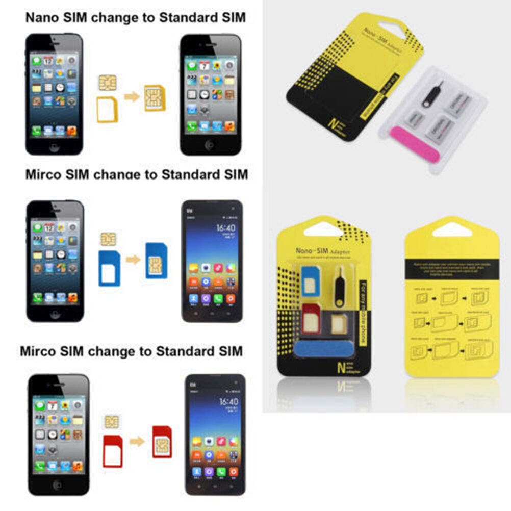 5in1 Nano SIM Card to Micro Standard Adapter Converter Set Kit for iPhon.l8