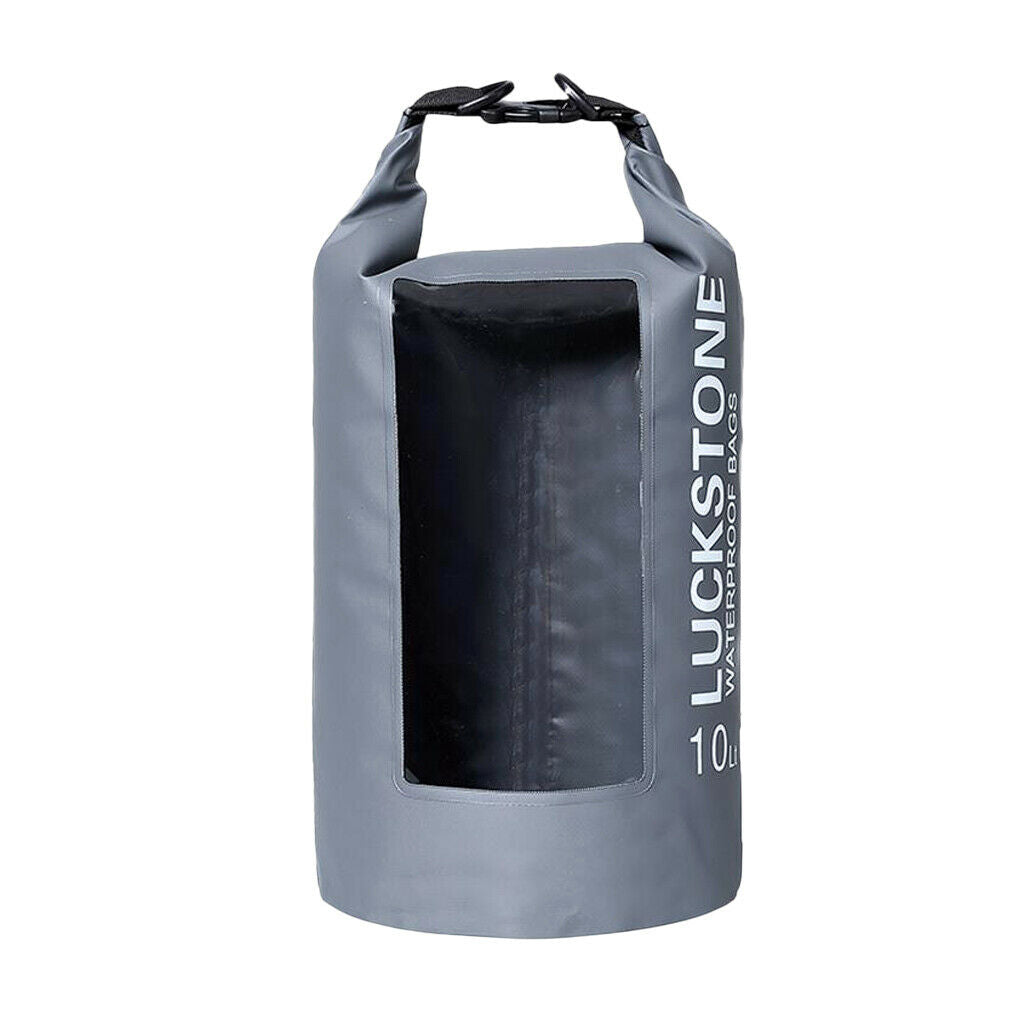 10L Waterproof Dry Bag Backpack for Beach Kayak Canoe Fishing Camping Gray