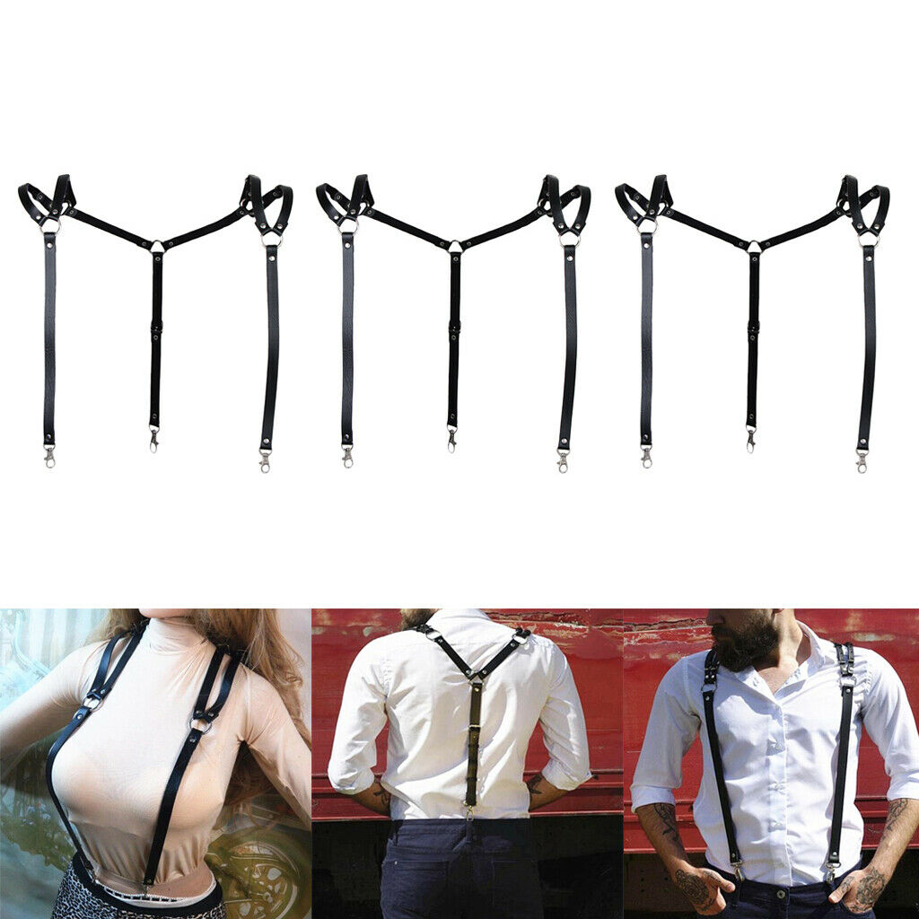 3 Men's Leatherette Suspenders Business Shirt