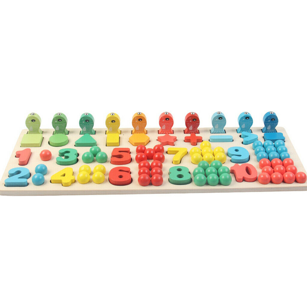 Learning Montessori Wooden Toys Kids Math Fishing Count Numbers Puzzle