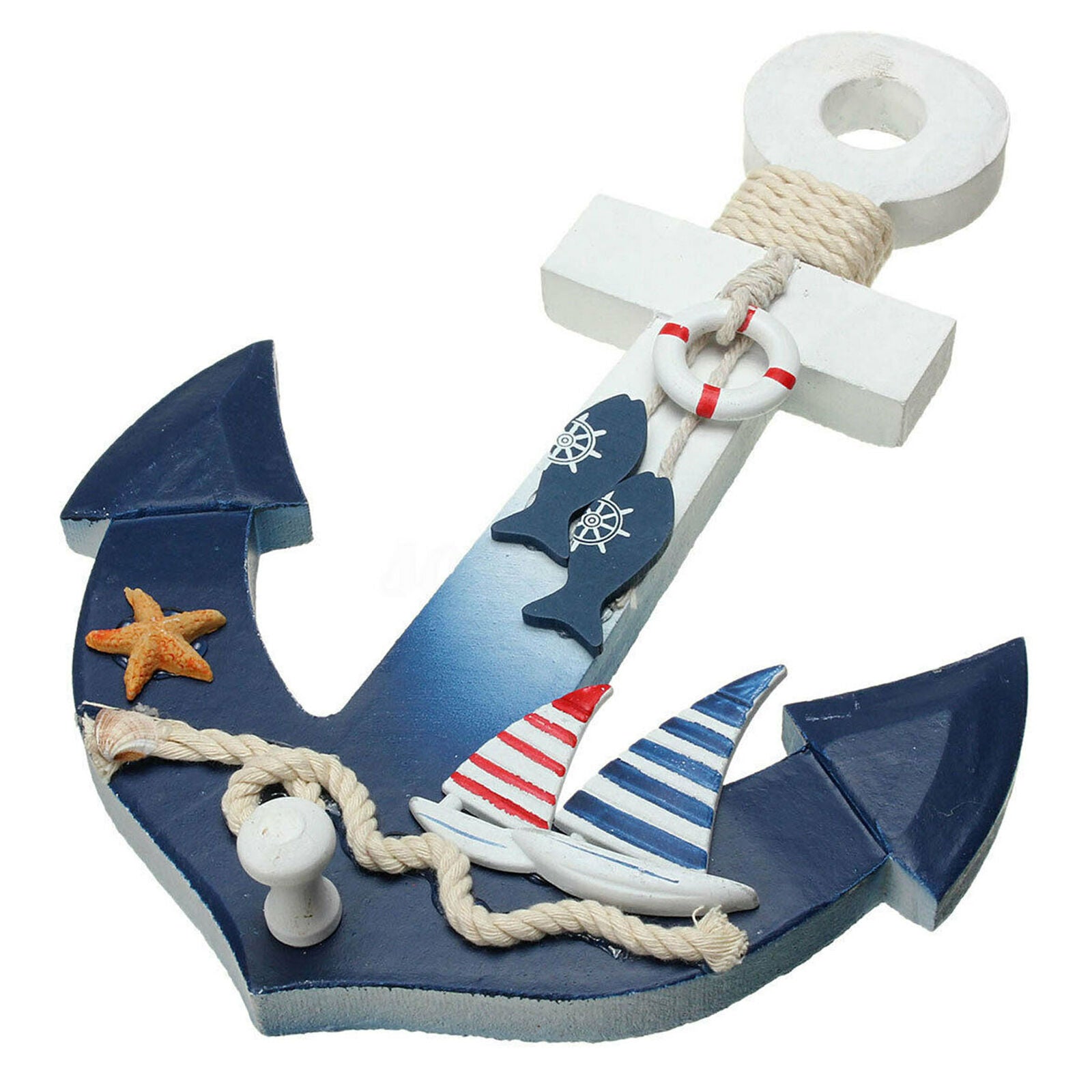 Nautical Anchor Wall Hanging Hook Ship Starfish Decor Coat Hat Kids Gift