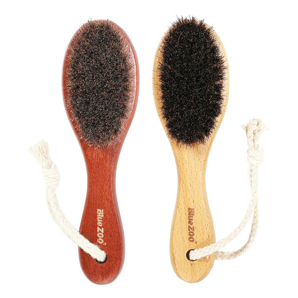 2x Pocket Size Mini Wooden Handle Hair Beard Brush for Men Styling Tool