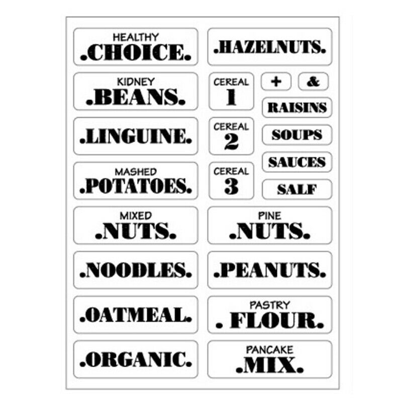 6 Sheets Transparent Waterproof Pantry Stickers Food Jar Labels for Pantr.l8