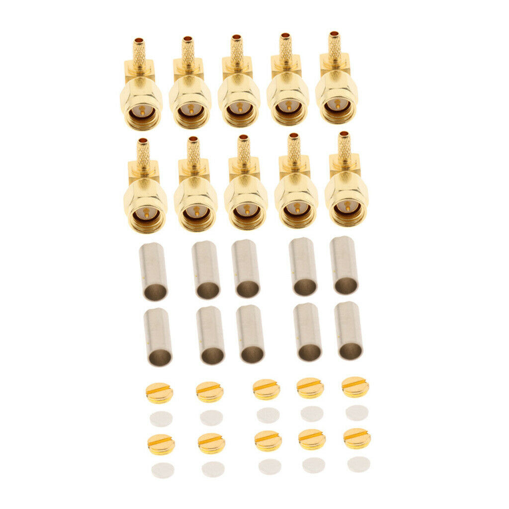 10pcs SMA Male Crimp Right Angle RF Coaxial Connectors Adapters
