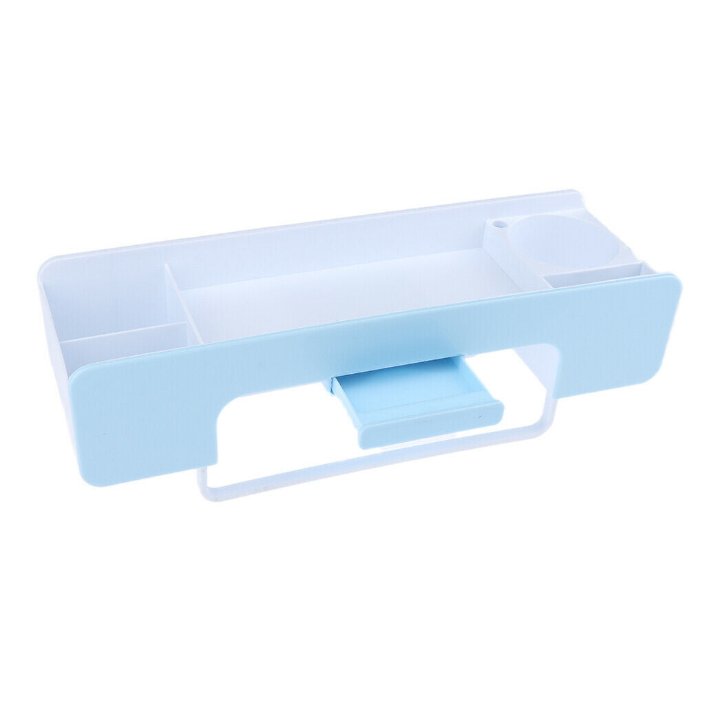 Stylish Multi Grooves & Moveable Hooks Design Bathroom Drain Rack Mint Blue