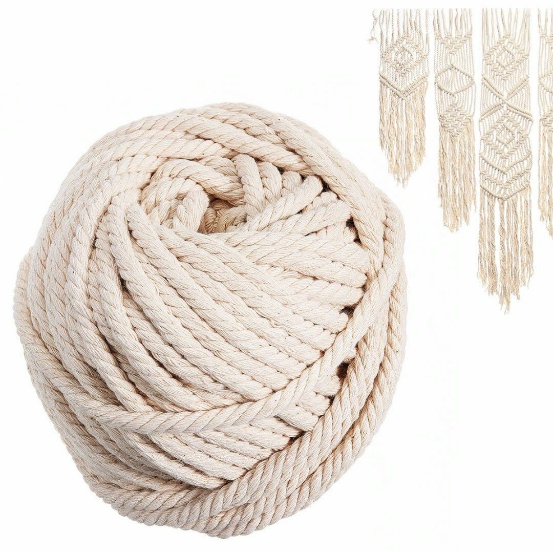 6mm Macrame Rope Natural Beige Cotton Twisted Cord Artisan DIY Craft 30 Meters