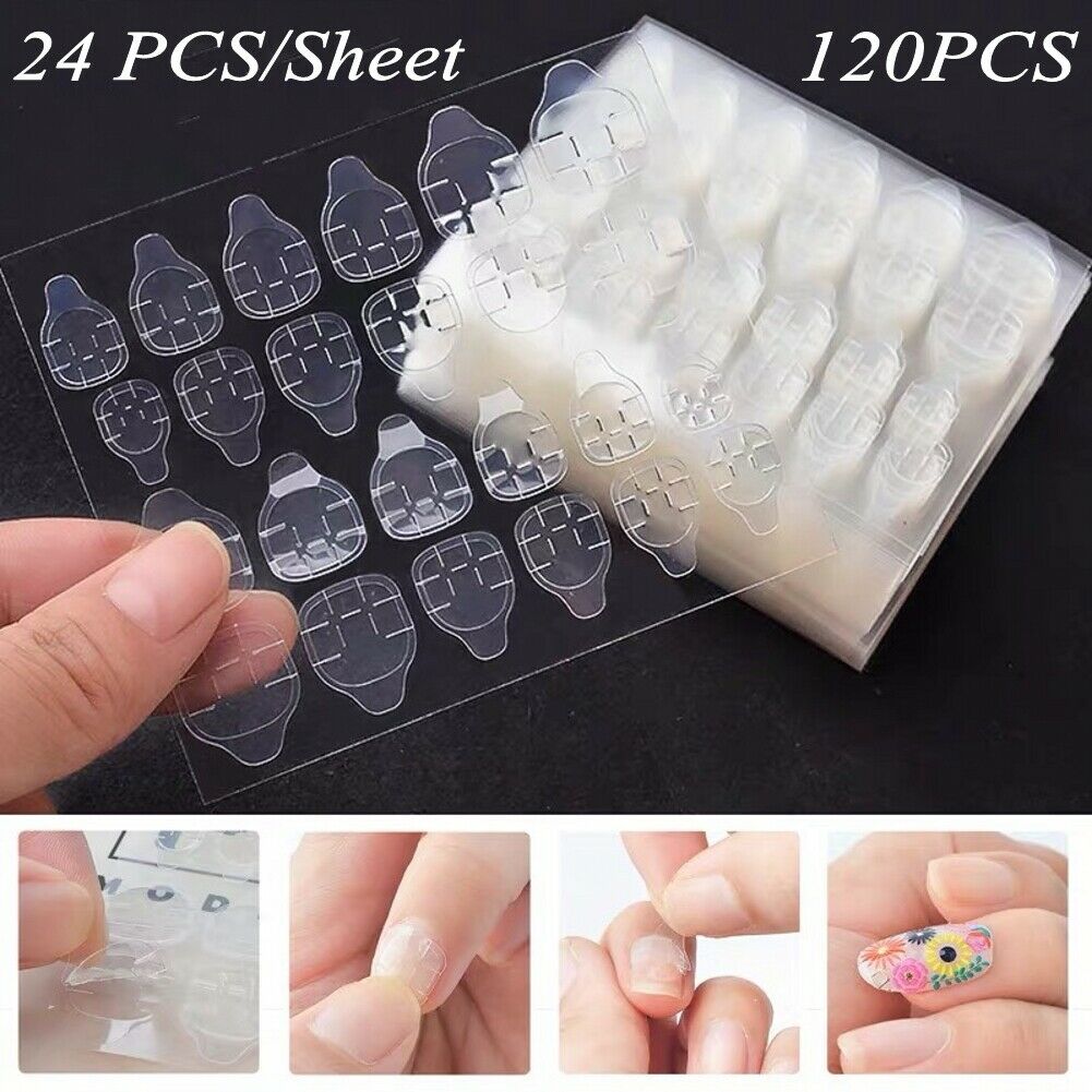 5 Sheet Jelly Nail Glue Patch Double Sided Adhesive Gel Super Sticky Clear Patch