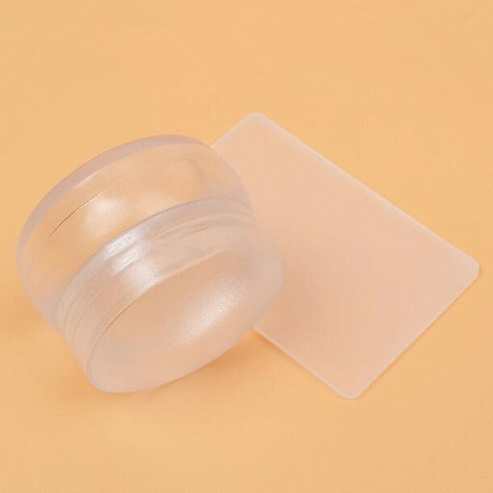 Clear Silicone Nail Art Stamp Set with Lid and Scraper Nail Art Stamper Scraper