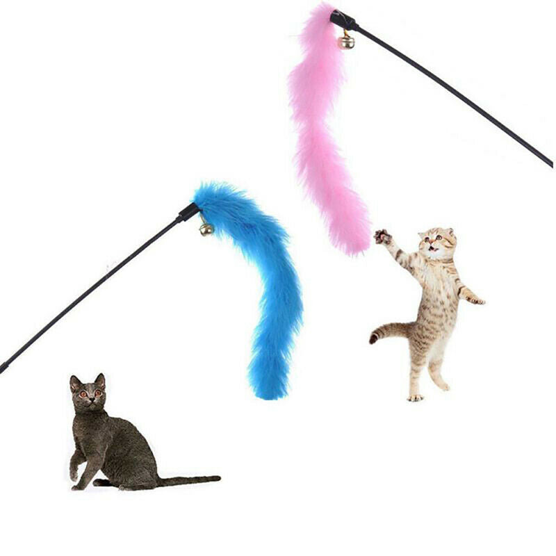Pet Cat Teasing Stick Pompom Feather Accessories Funny Kitten Interactive T JY