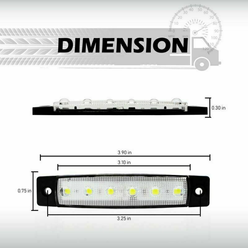 50x 3.8" White Side Marker Clearance Lights 6 LED for Car Truck Boat Trailer 24V