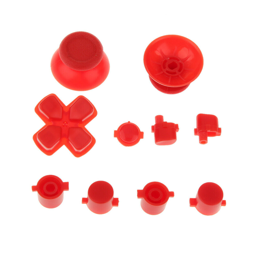 2 Set L2 R2 L1 R1 Grip Caps Buttons Mod for Sony PS4 Controller White+Red