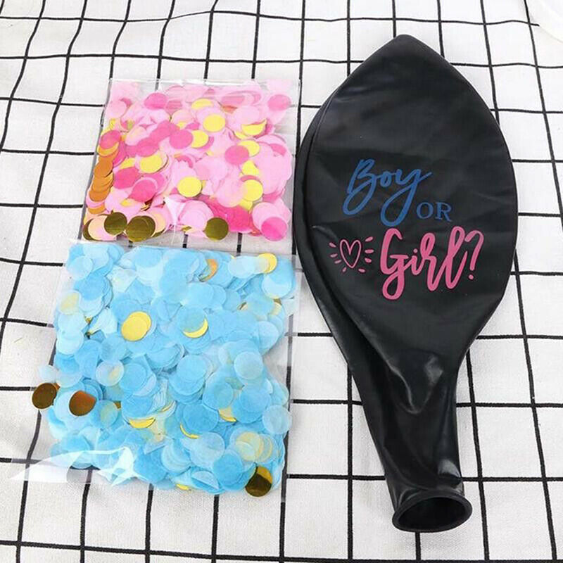 Boy Or Girl Balloon Gender Reveal Baby Shower Confetti Black Latex Ballon.l8