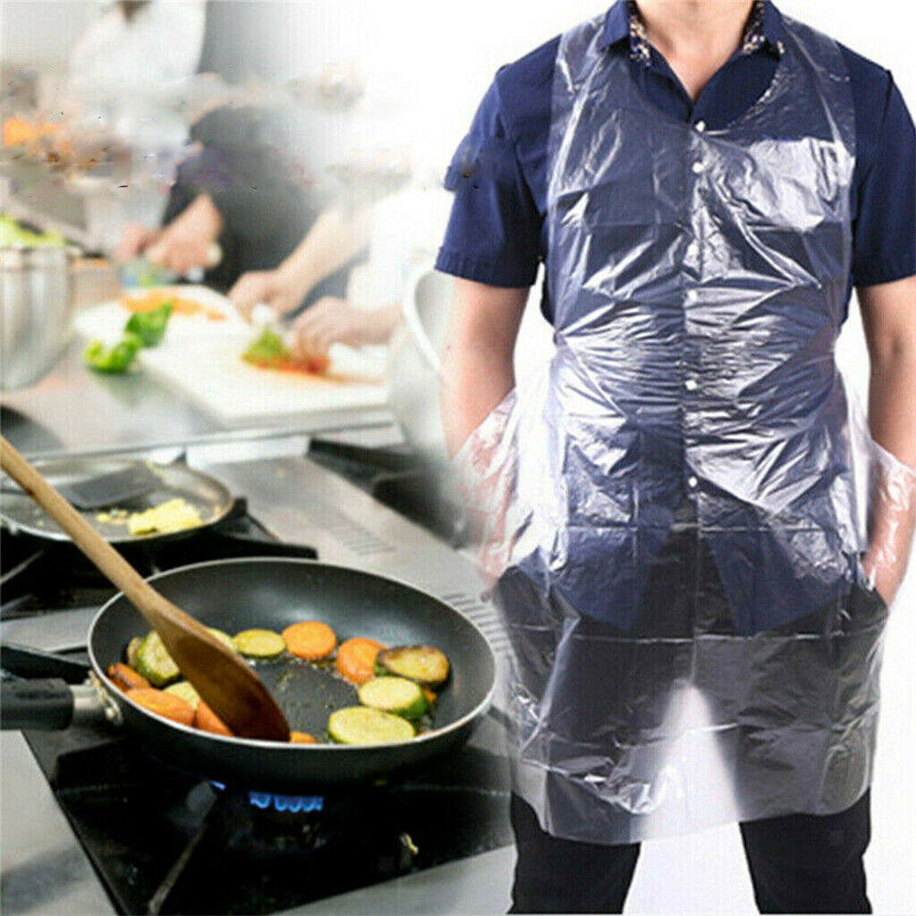 200pcs Clear Plastic Disposable Unisex Hair Cutting Cape Aprons Waterproof