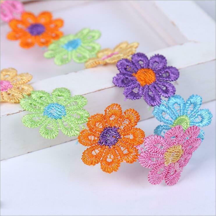 5 Yards Embroidered Flowers lace Trim decoration Clothing/hat Appliques Sewing