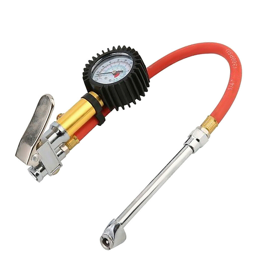 1/4'' NPT Air Line Tire Inflator and 50mm Dial Gauge Auto Truck Bike Compressor