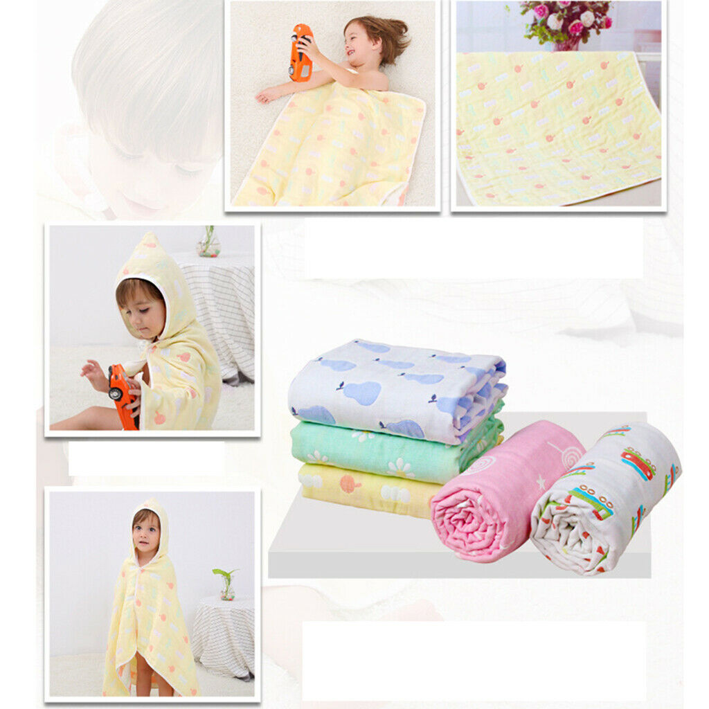 Six-Layer Jacquard Gauze Hooded Baby Bath Towel Cotton Green