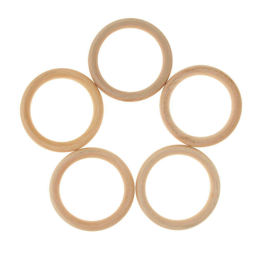 20Pcs Natural Wooden Rings for Craft Pendant Connectors Jewelry Making 80mm