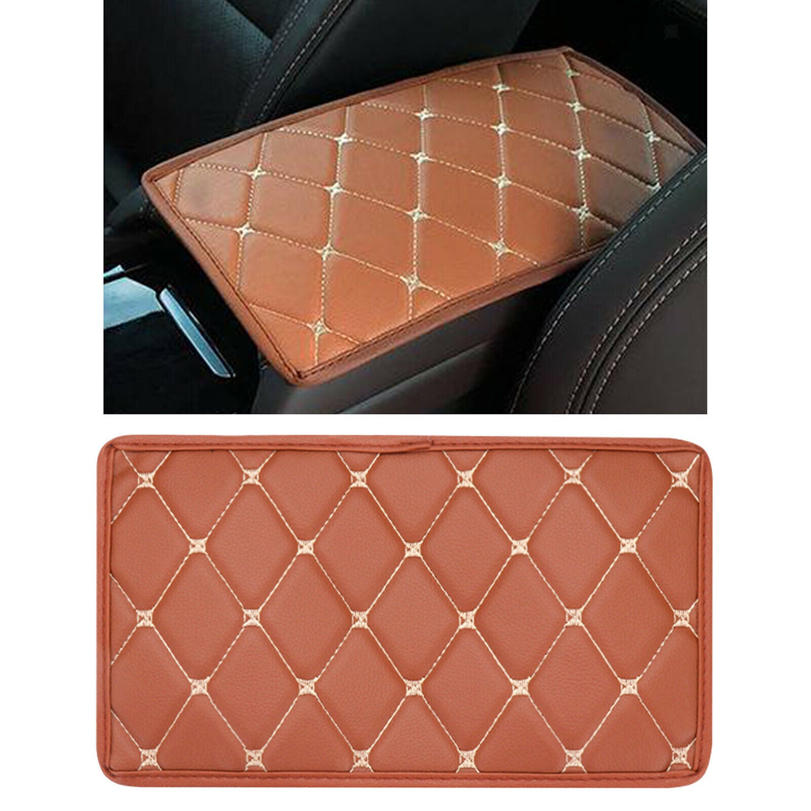 Car Armrest Centre Pad Cover Auto Arm Rest Cushion Pad Protector Brown