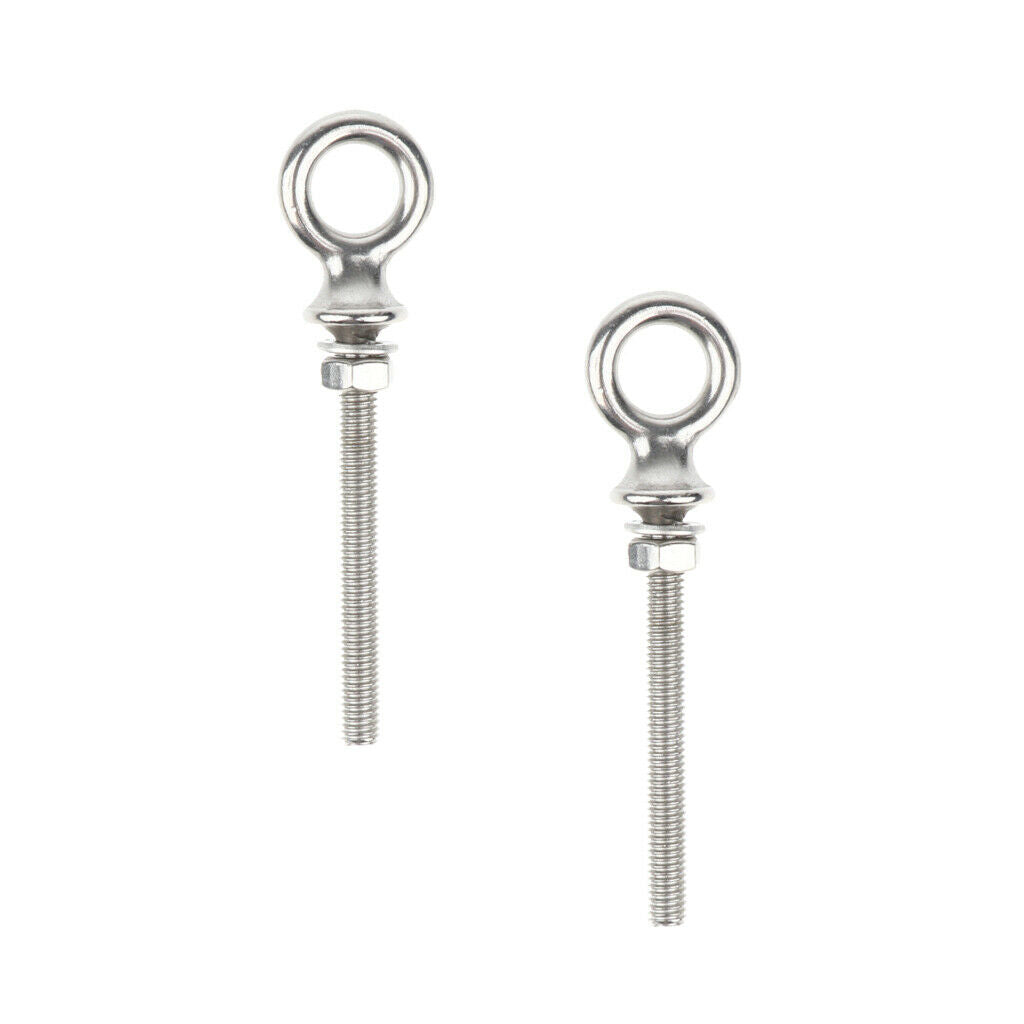 2Pcs M6 60mm STAINLESS STEEL EYE BOLT SHADE SAIL BOAT ROOF RACK BOLT NUT