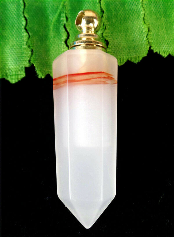 45x12mm Gray&Red Compound Glass Facet Six Angle Perfume Bottle Pendant HL80337