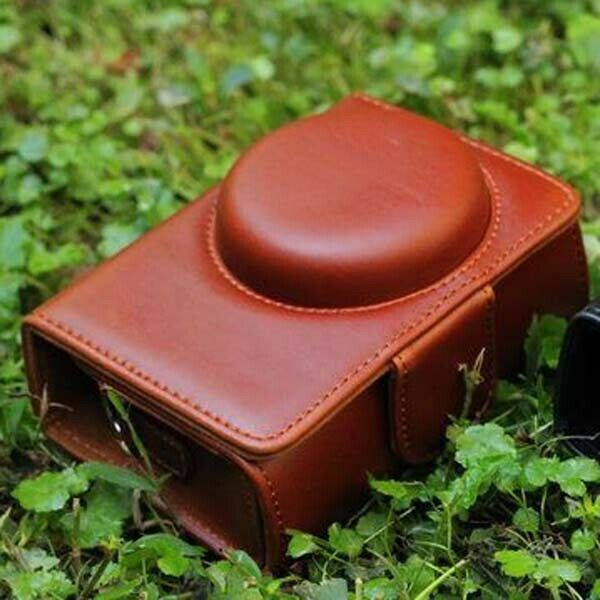 Brown PU Leather Bag Case w/ Strap for Canon S90 S95 SX120 SX150 SX200 SX210