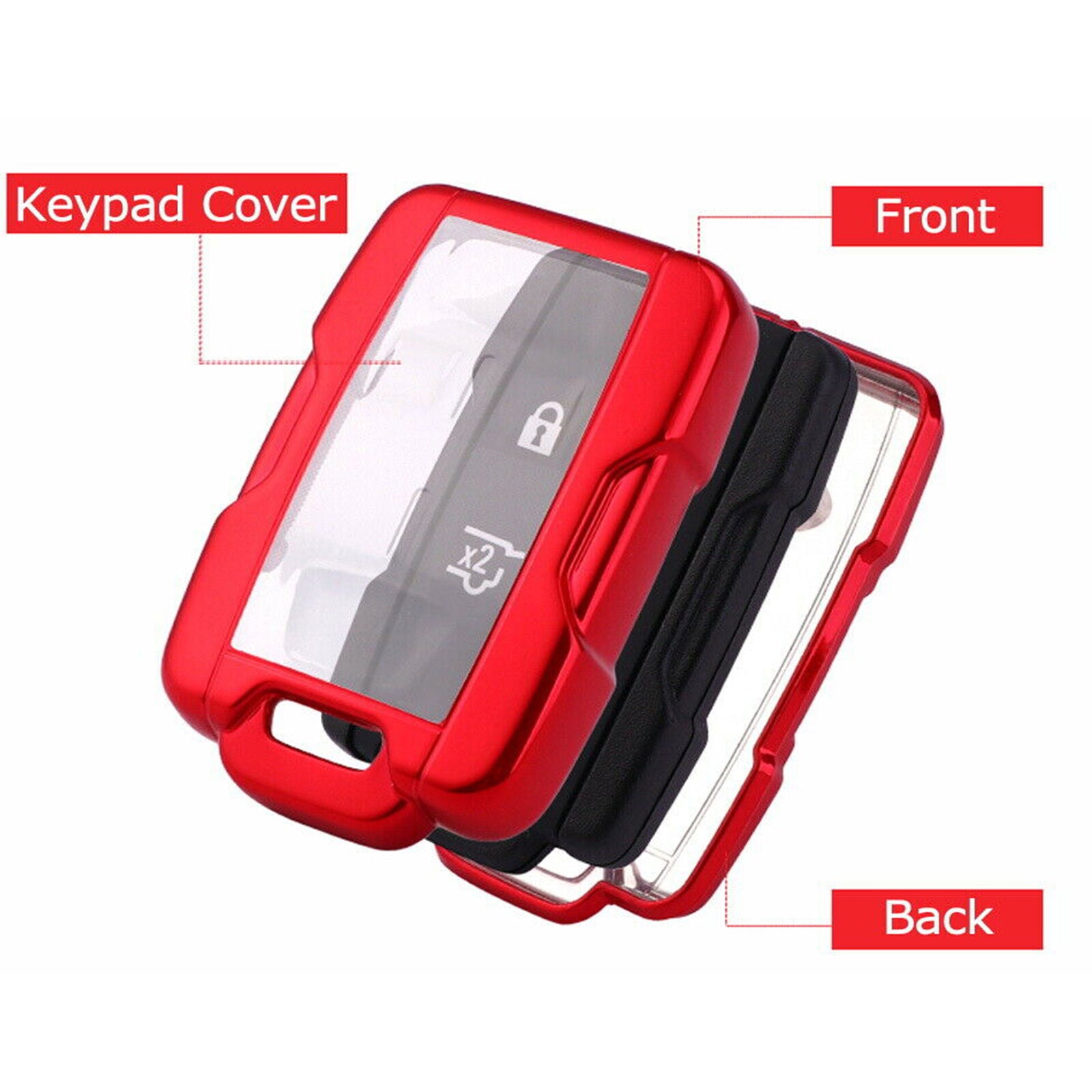 Red TPU Key Fob Protective Case For 14-up Chevy Silverado Colorado, GMC Sierra