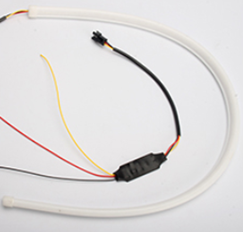 2x 60cm White/Amber Switchback Tube LED Strip Lights For Headlight DRL & Signal