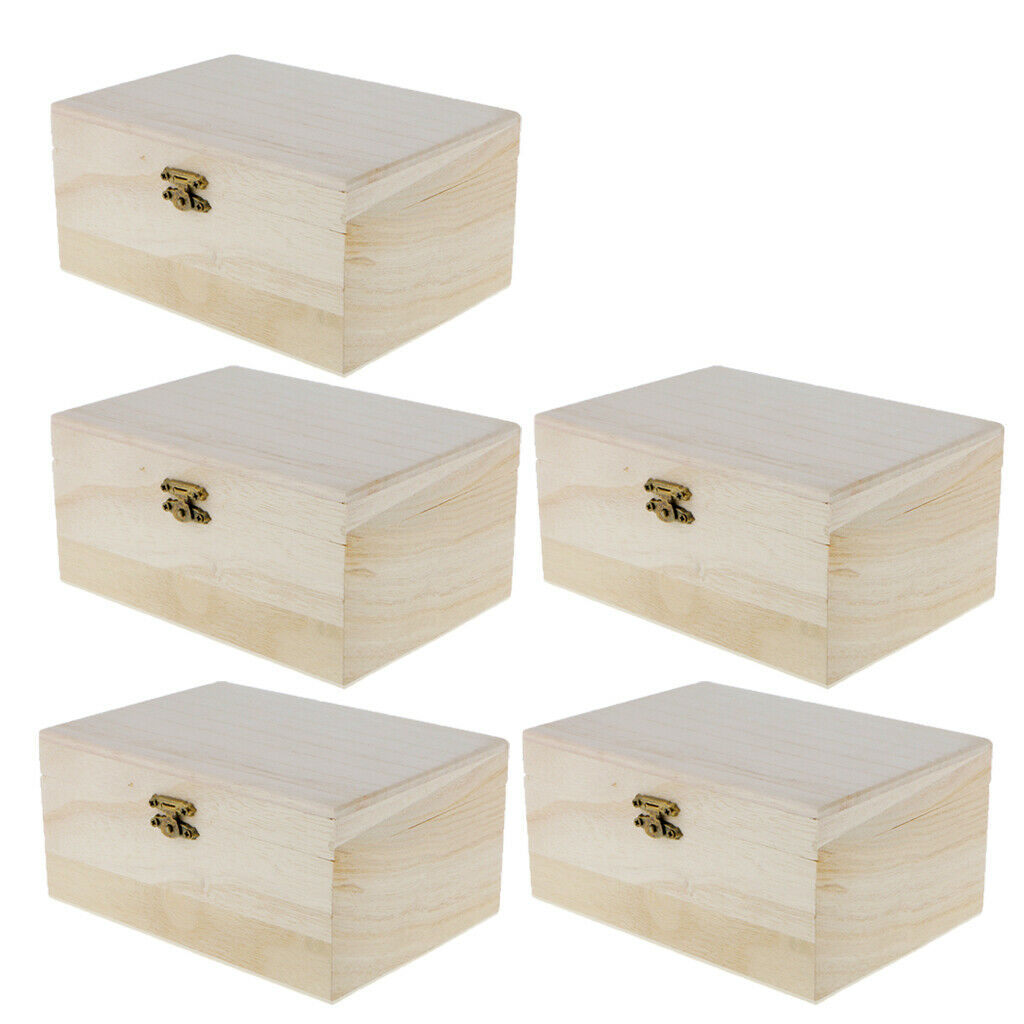 5Pcs Unpainted Wooden Box for Painting Arts Crafts Home Decor - Necklace