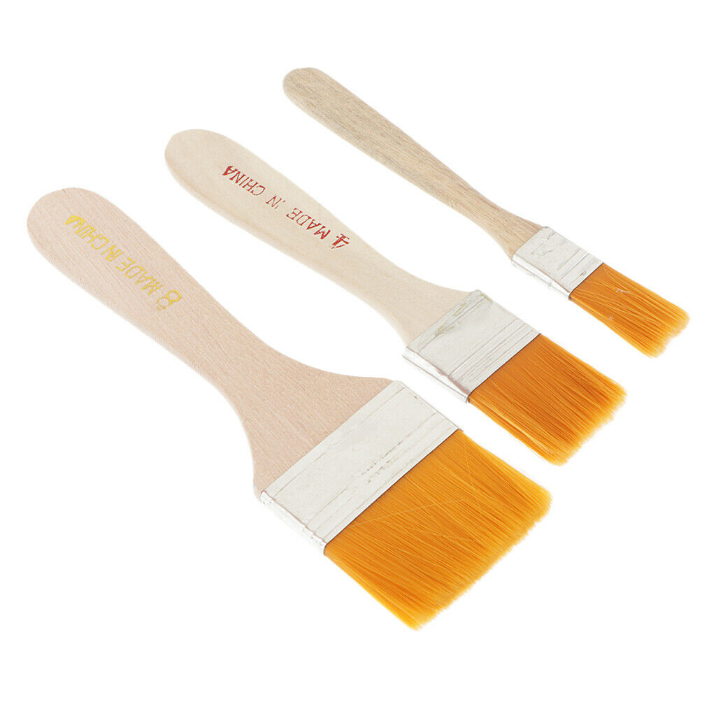 3x wooden handle nylon hair brush for artist kids drawing painting Tool