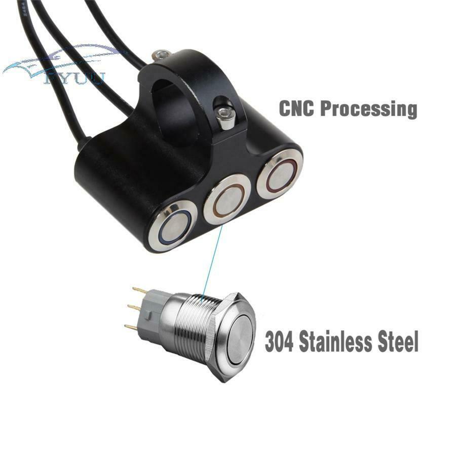 7/8''Motor Handlebar LED Switch Horn Start Kill Dual Momentary Reset Button 22mm