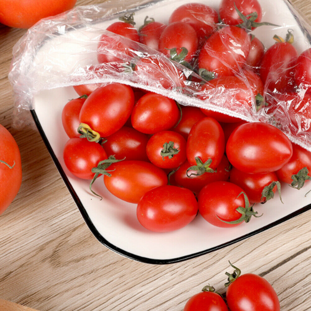 100Pcs Disposable Plastic Film Bowl Cover Food Dust Covers Kitchen Wrap Cover