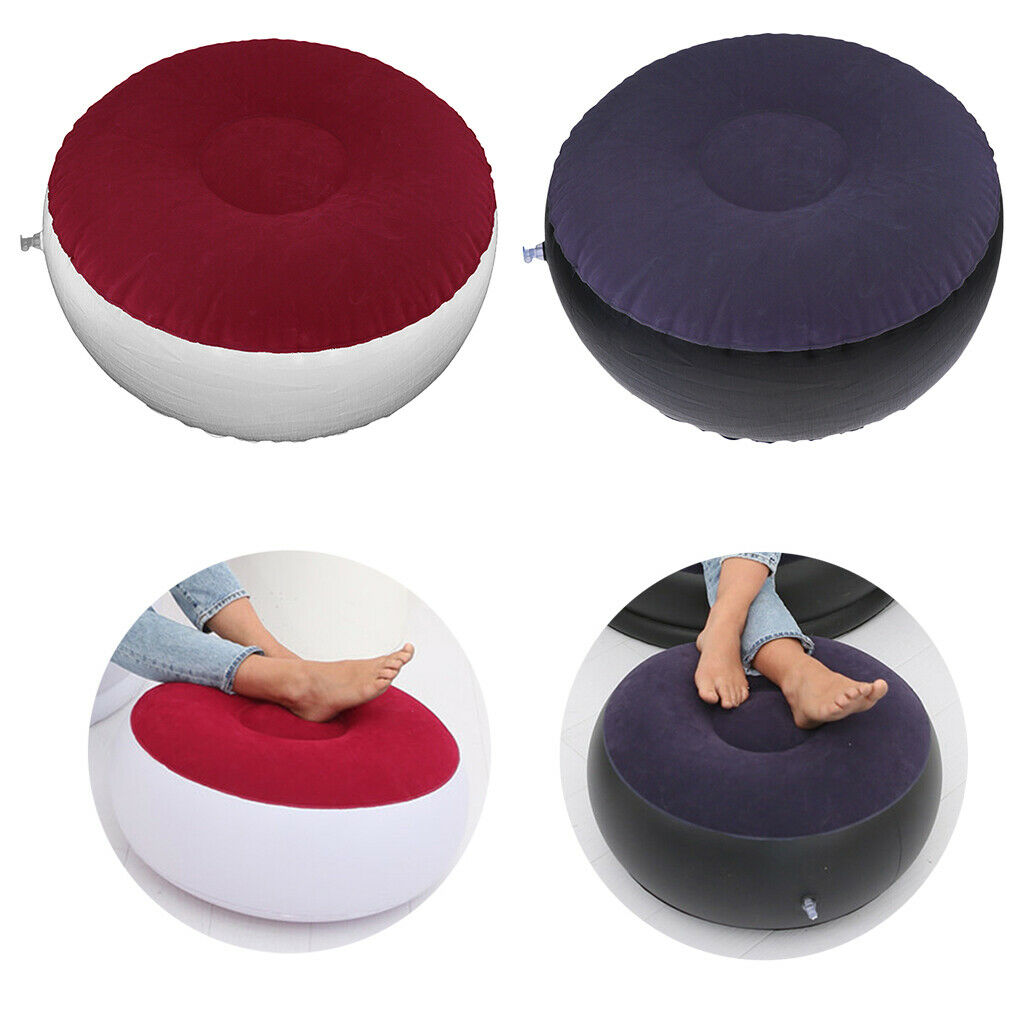 2Pcs Foldable Inflatable Stool Fishing Lounge Air Chair Footstool 24x13inch