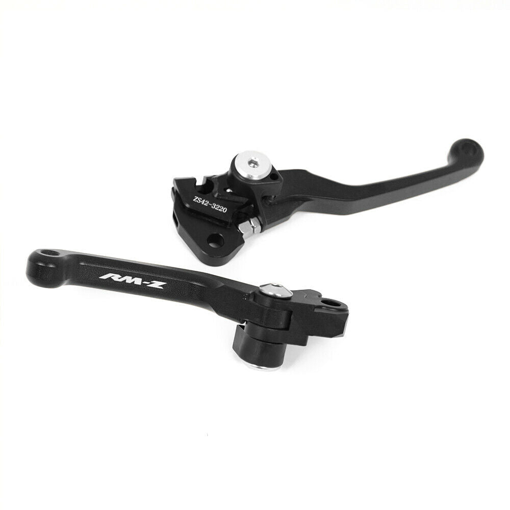 Black CNC Pivot Brake Clutch Levers For Suzuki RMZ250 RMZ450 RM-Z 250 RM-Z450