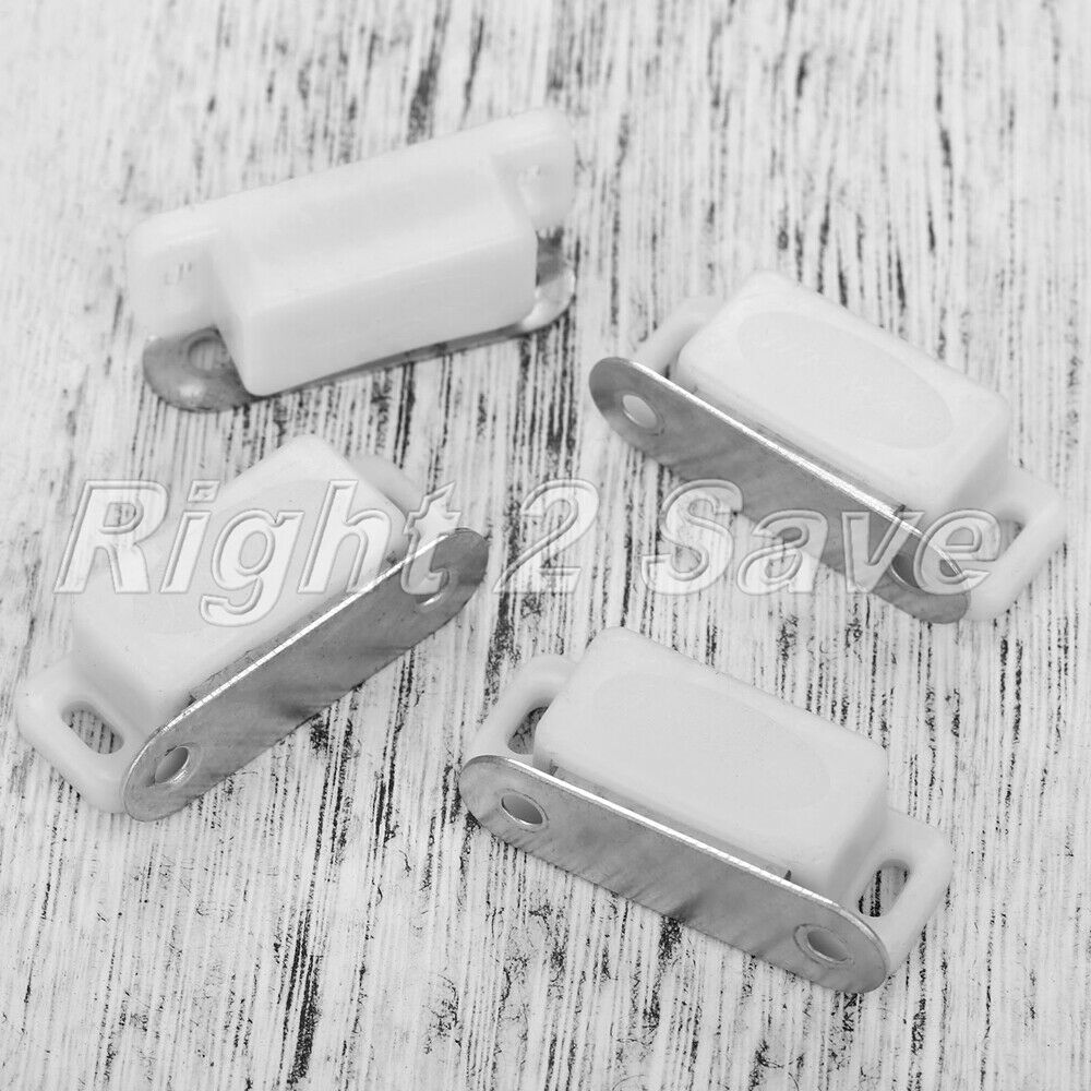 4pcs White Magnetic Door Catches Kitchen Cupboard Wardrobe Cabinet Latch Catch