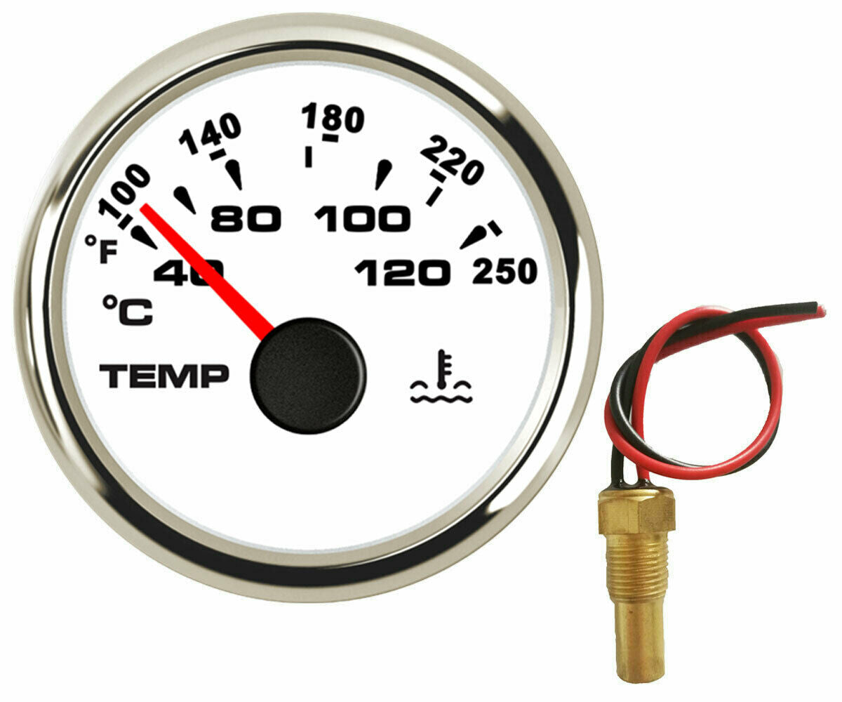 water temp gauge with sender 100-250F 287.4-22.4ohms for car marine 7 colors led