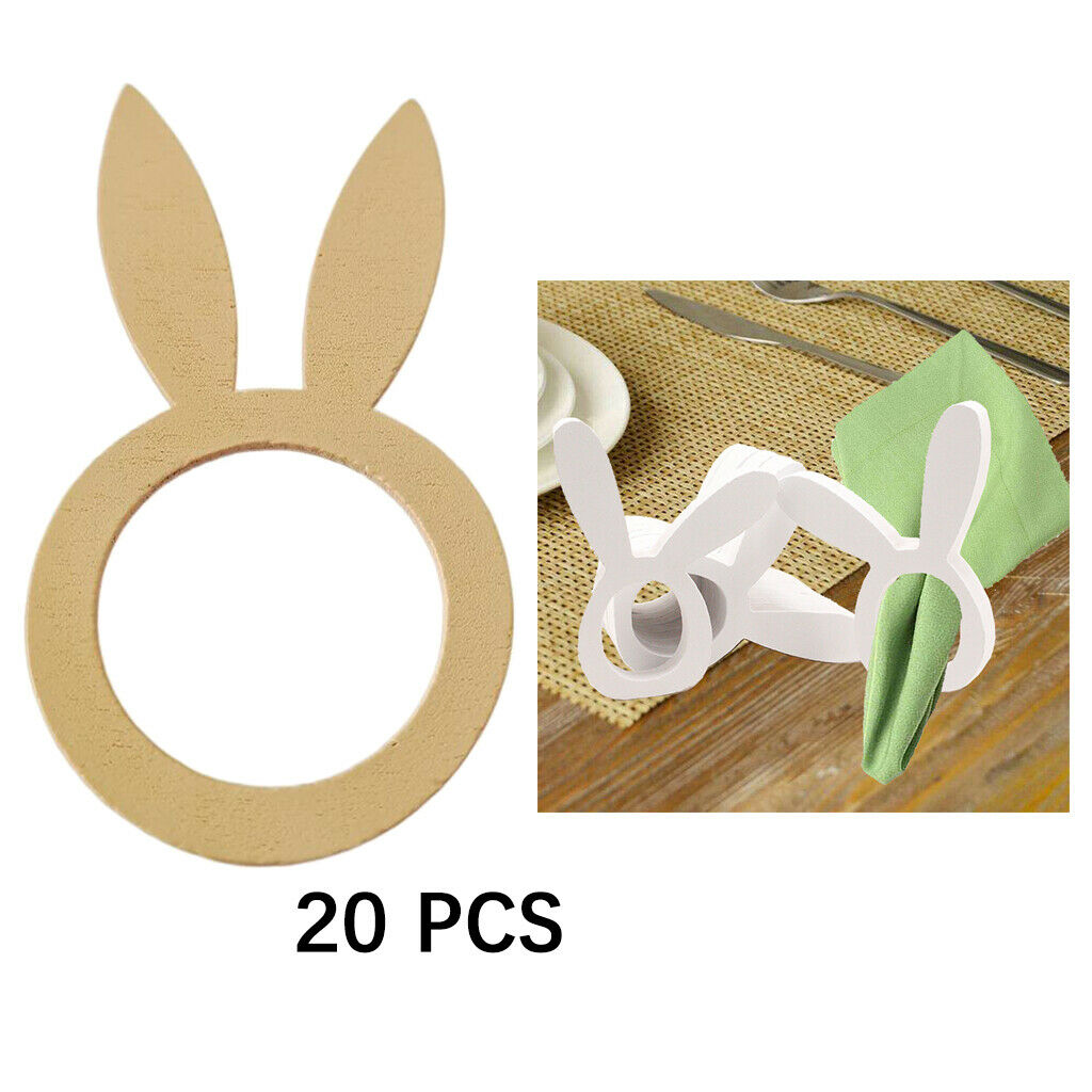 20x Napkin Rings Holder Easter Holiday Rabbit Ear Serviette Stand Wedding