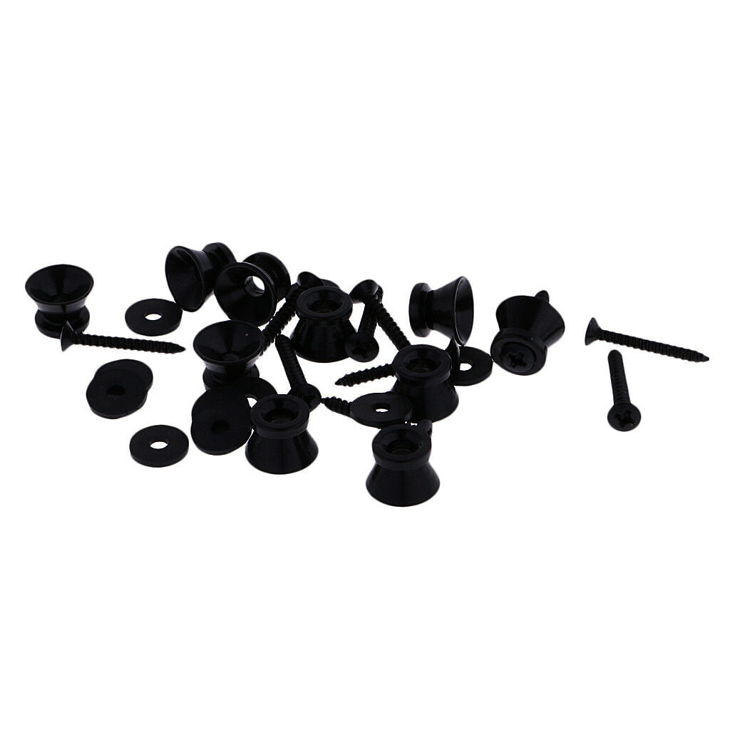 20Pcs/Set Black Eectric Guitar Bass Strap Lock Tail Pin Ukulele Pins Button