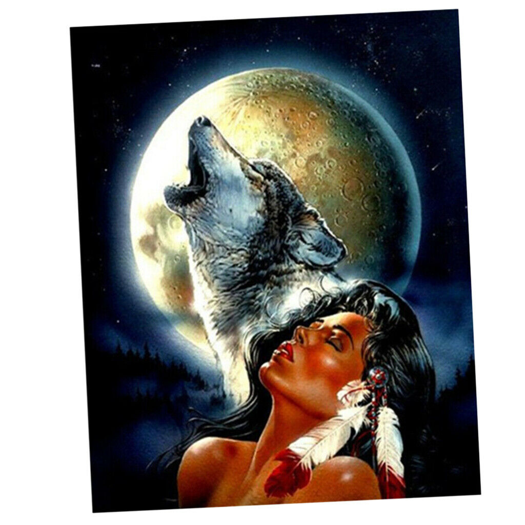 Popular Full Drill Diamond Painting Kit Rhinestones Picture Beauty and Wolf