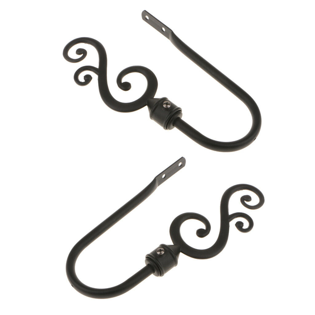 2x Heavy Duty Decorative Curtain Hook Drapery Tieback Hanger Holder Black