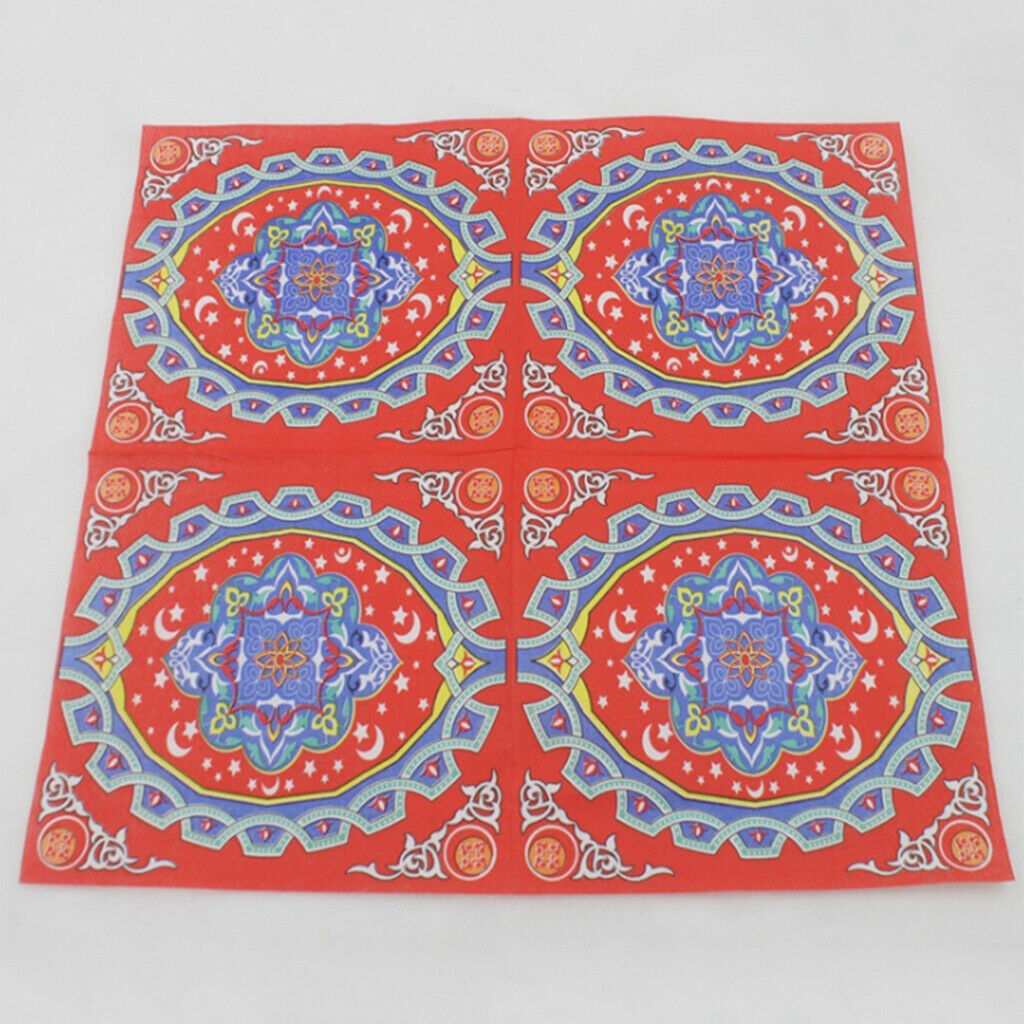 20 Pieces Disposable Paper Napkins Colorful Serviettes for Muslim Holiday
