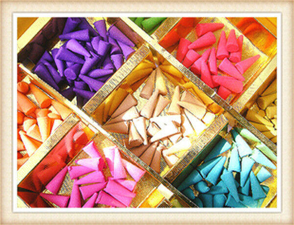 30x Dalily Colorful Fragrances Mix Scent Incense Cones Natural Plant Sour.l8