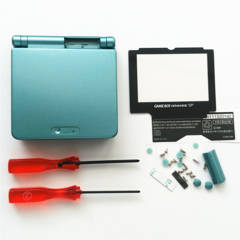 Green Housing Shell Case for GBA SP Gameboy Advance SP - Black Buttons